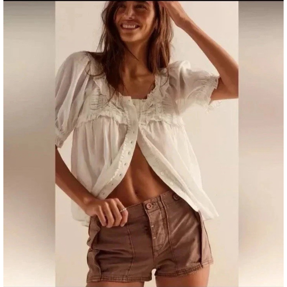 Free People All Yours Micro Shorts Brown Size 8 Casual Summer Festive